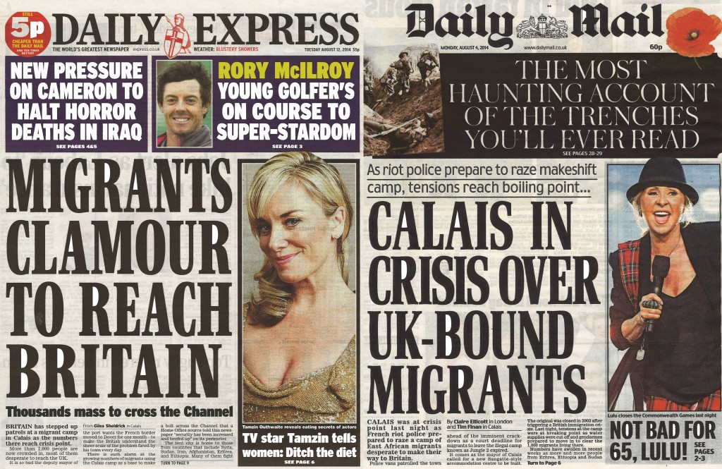 Daily Express and Daily Mail Calais migrants
