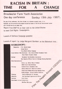 Broadwater Farm Youth Association flyer (credit: IRR Black History Collection)