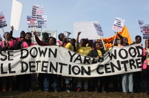 A protest calling for the closure of Yarl's Wood detention centre on 12 March 2016. © Nilüfer Erdem