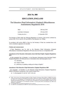 education-pupil-information-regulations-2016